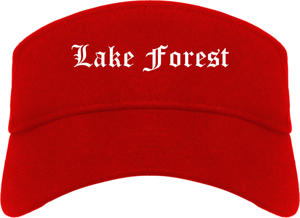 Lake Forest California CA Old English Mens Visor Cap Hat Red