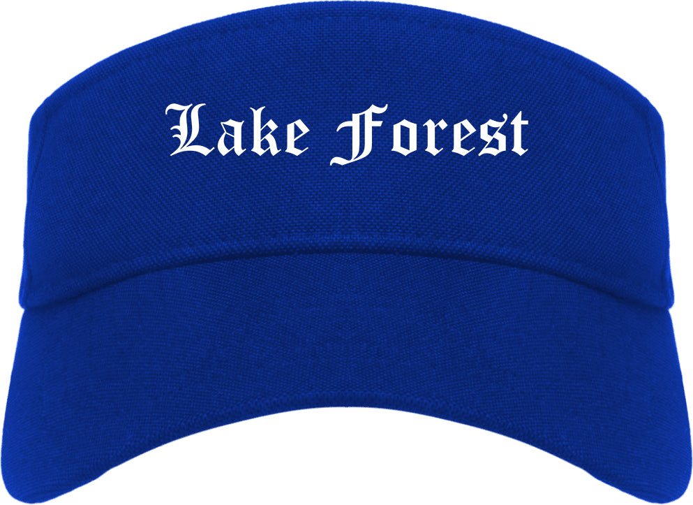 Lake Forest California CA Old English Mens Visor Cap Hat Royal Blue