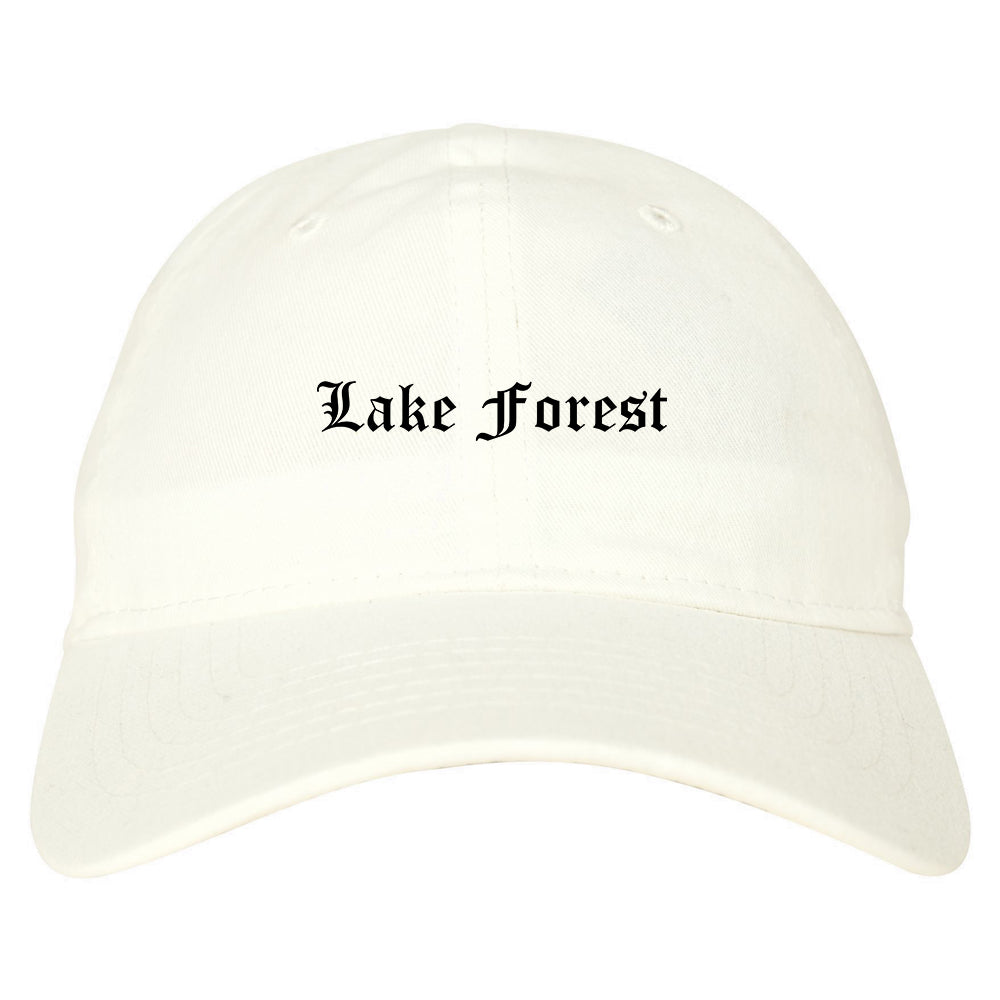 Lake Forest Illinois IL Old English Mens Dad Hat Baseball Cap White