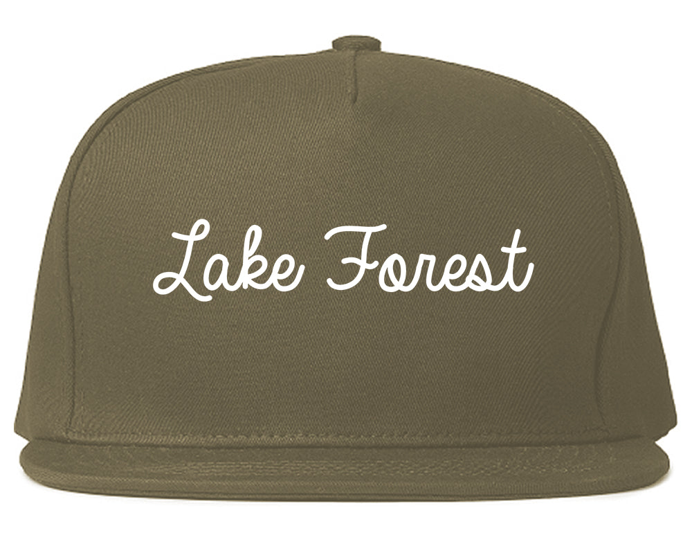 Lake Forest Illinois IL Script Mens Snapback Hat Grey