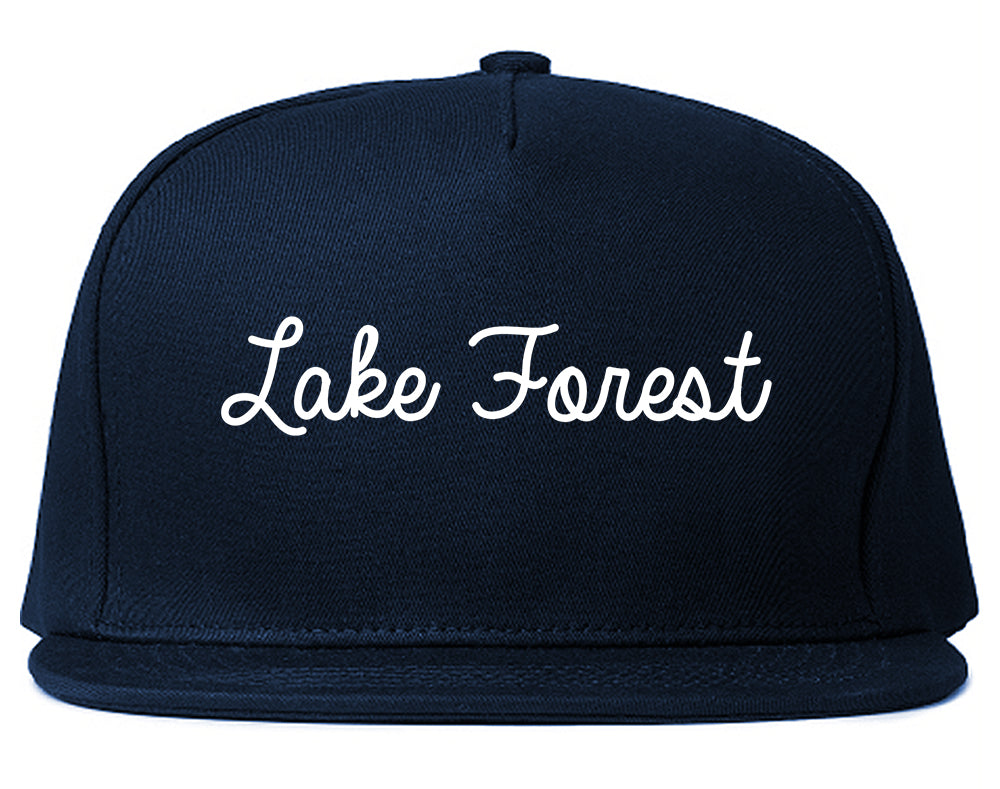 Lake Forest Illinois IL Script Mens Snapback Hat Navy Blue