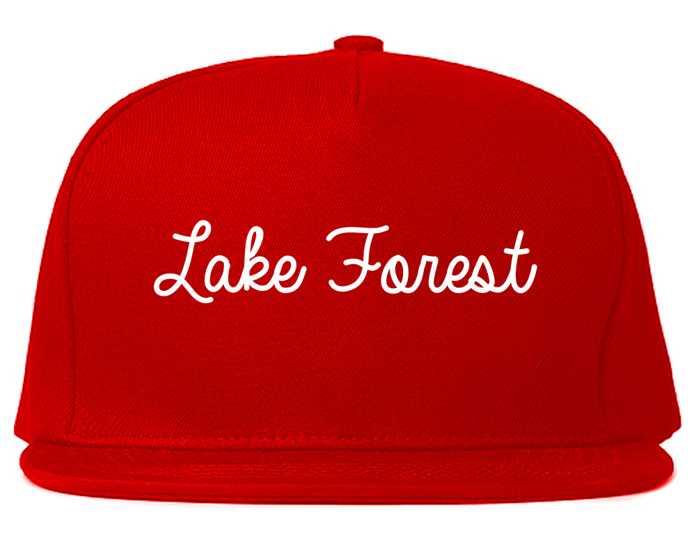 Lake Forest Illinois IL Script Mens Snapback Hat Red