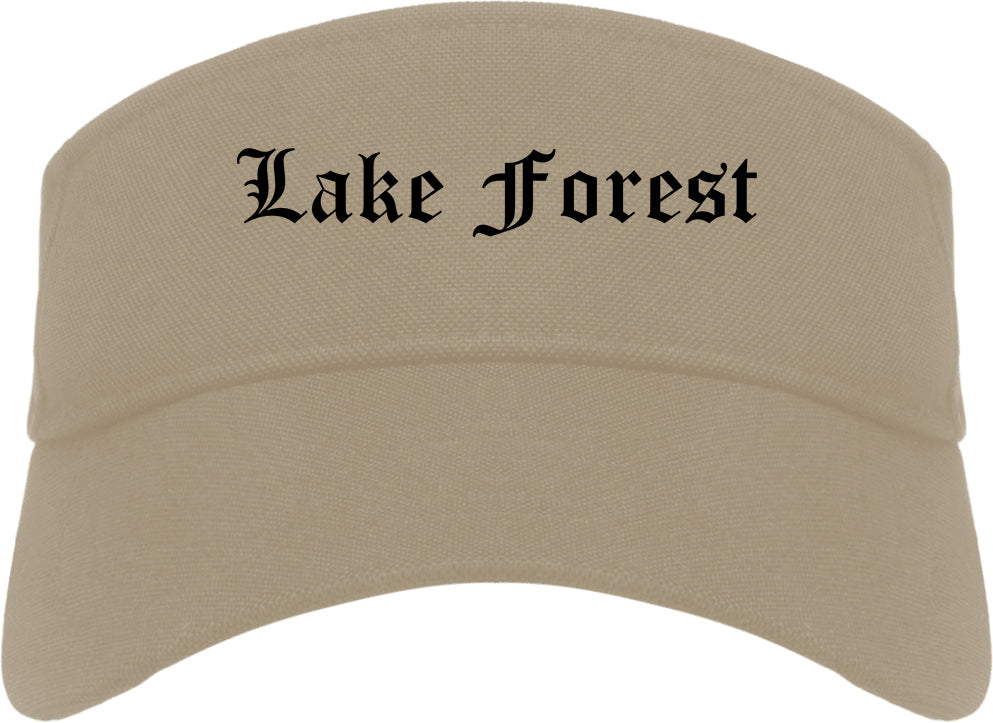 Lake Forest Illinois IL Old English Mens Visor Cap Hat Khaki