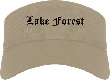 Lake Forest Illinois IL Old English Mens Visor Cap Hat Khaki