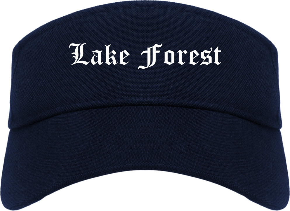 Lake Forest Illinois IL Old English Mens Visor Cap Hat Navy Blue