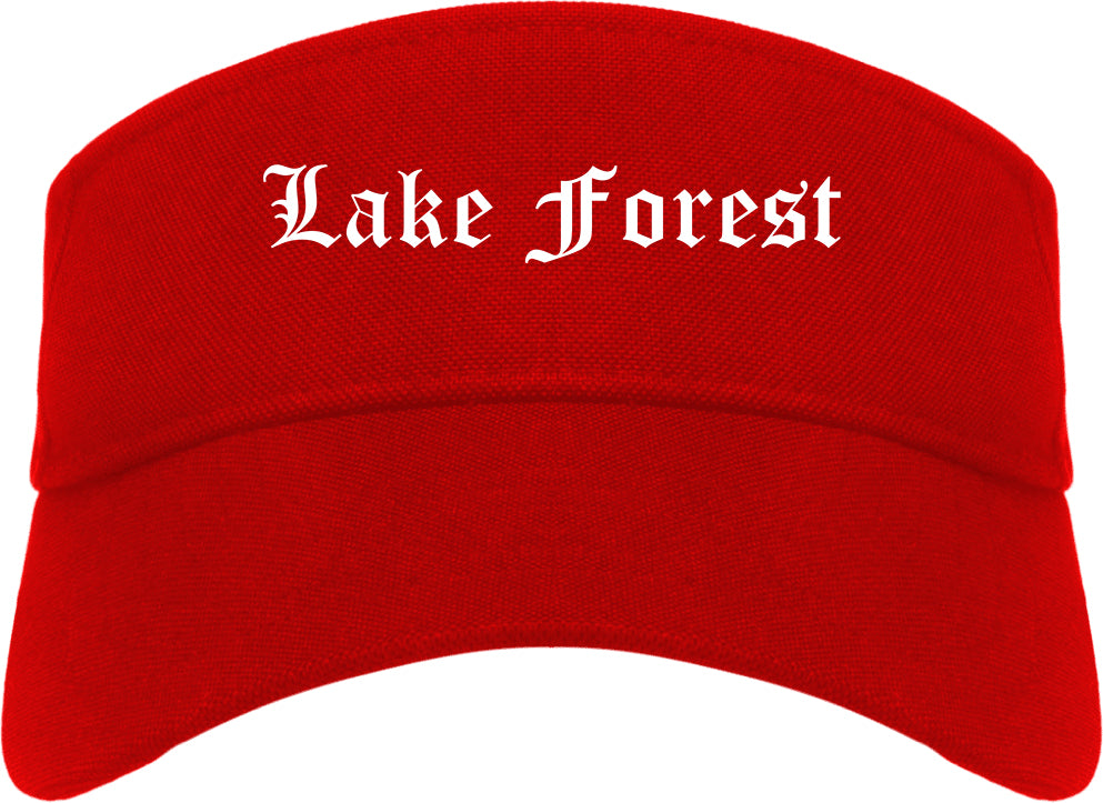 Lake Forest Illinois IL Old English Mens Visor Cap Hat Red