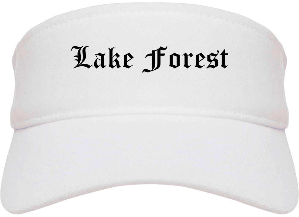 Lake Forest Illinois IL Old English Mens Visor Cap Hat White