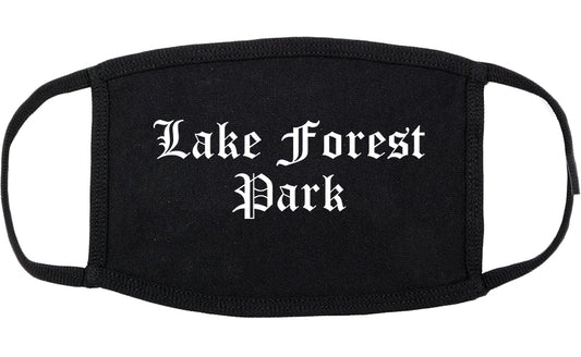 Lake Forest Park Washington WA Old English Cotton Face Mask Black