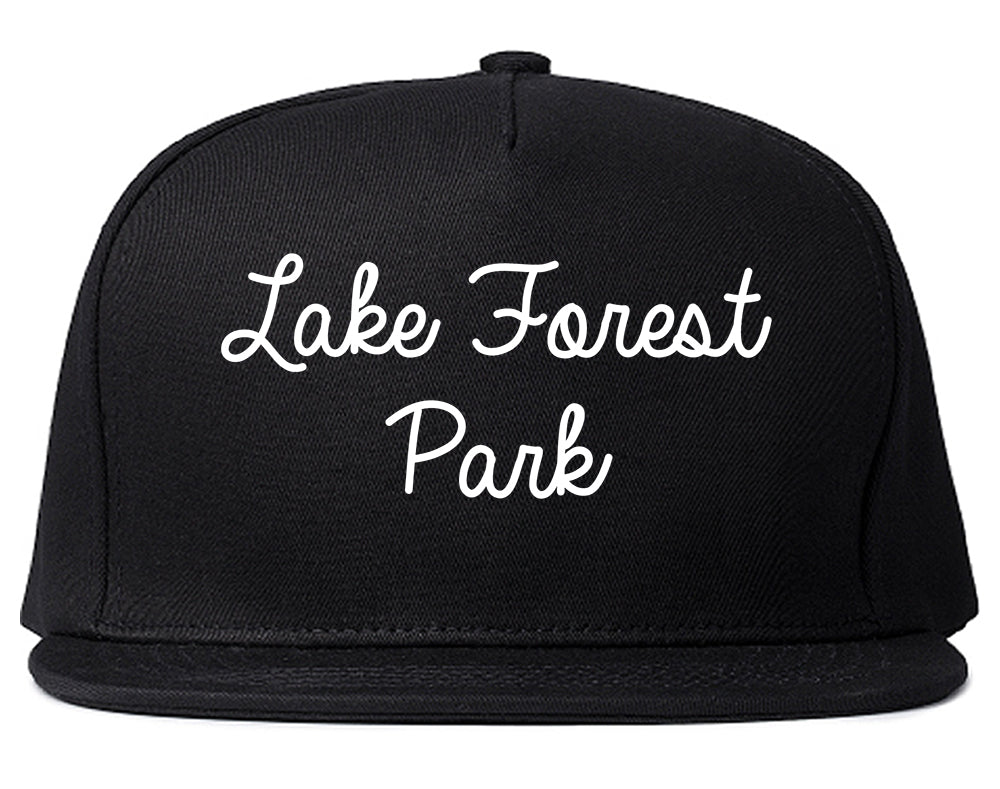 Lake Forest Park Washington WA Script Mens Snapback Hat Black
