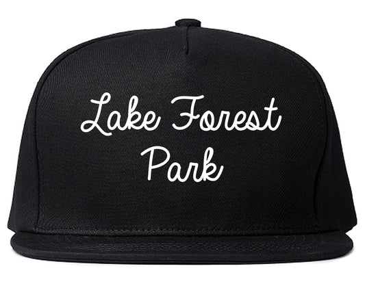 Lake Forest Park Washington WA Script Mens Snapback Hat Black