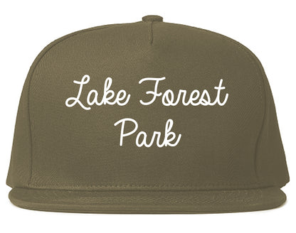 Lake Forest Park Washington WA Script Mens Snapback Hat Grey