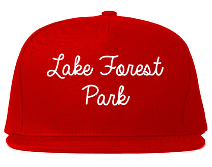 Lake Forest Park Washington WA Script Mens Snapback Hat Red