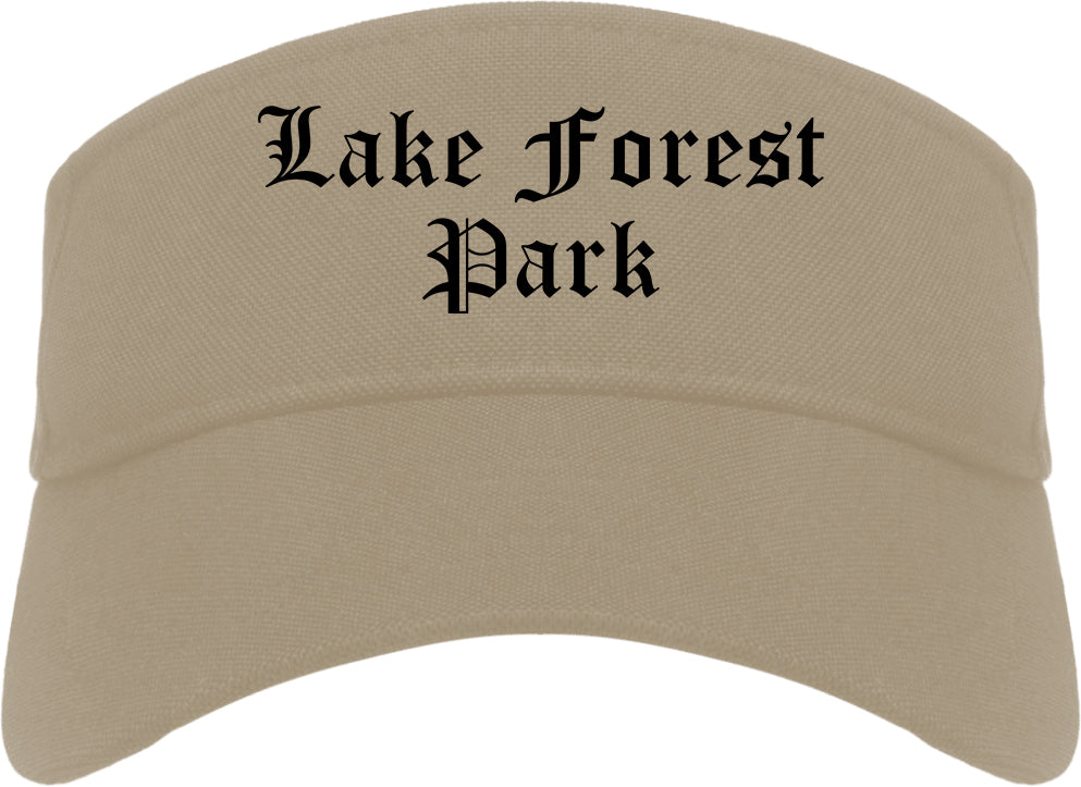 Lake Forest Park Washington WA Old English Mens Visor Cap Hat Khaki