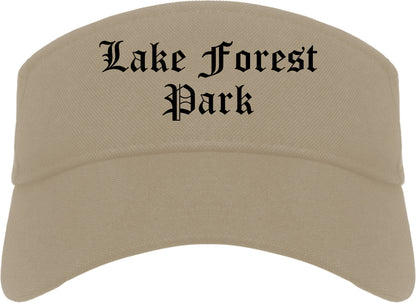 Lake Forest Park Washington WA Old English Mens Visor Cap Hat Khaki