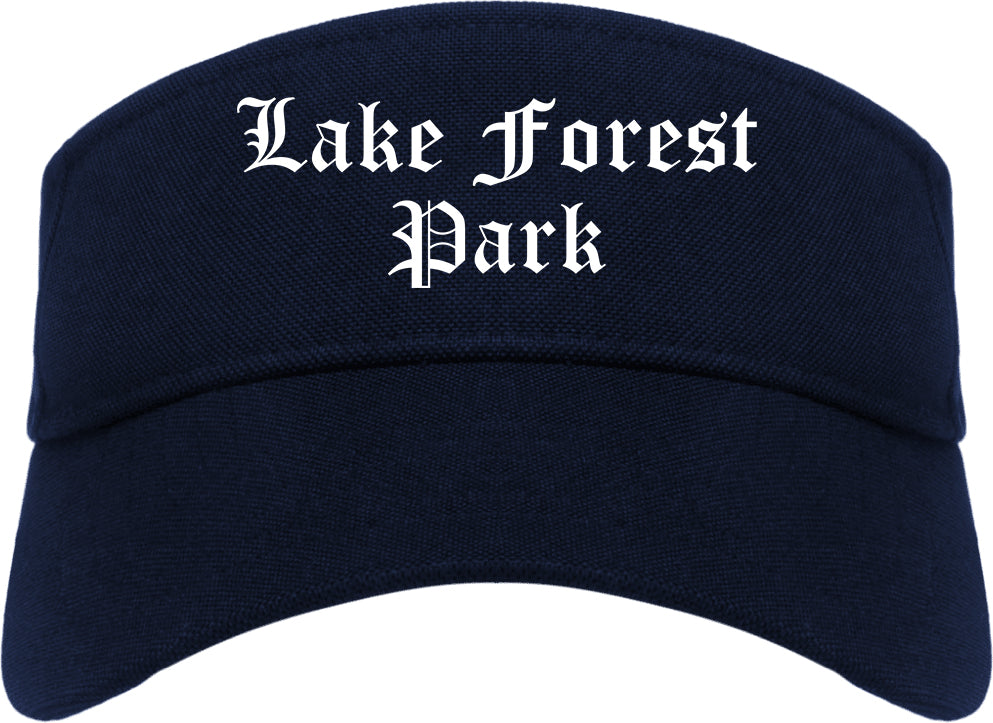 Lake Forest Park Washington WA Old English Mens Visor Cap Hat Navy Blue