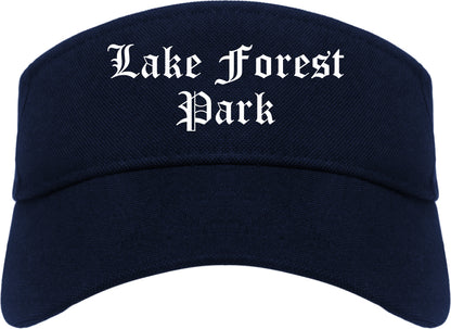 Lake Forest Park Washington WA Old English Mens Visor Cap Hat Navy Blue