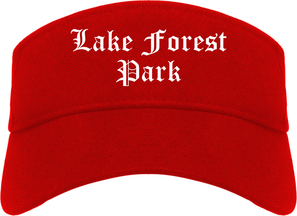Lake Forest Park Washington WA Old English Mens Visor Cap Hat Red