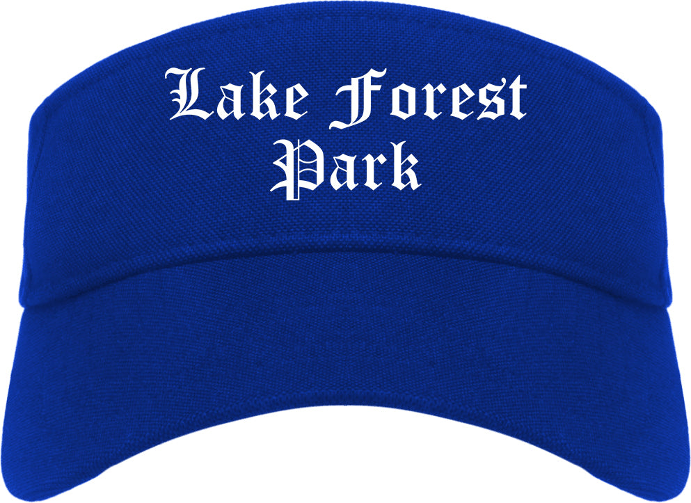 Lake Forest Park Washington WA Old English Mens Visor Cap Hat Royal Blue