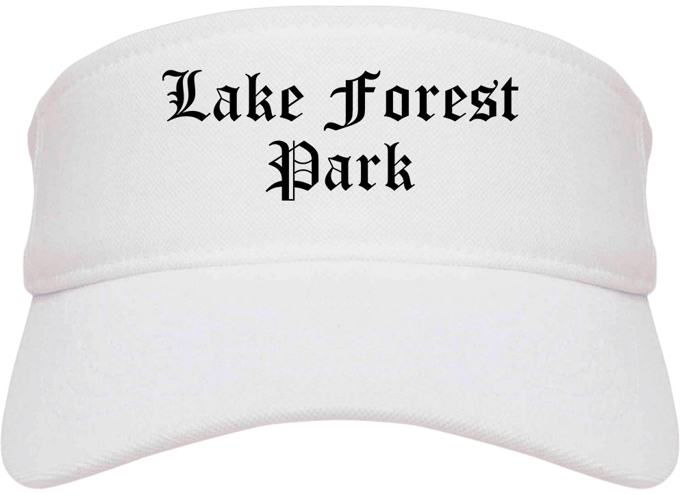 Lake Forest Park Washington WA Old English Mens Visor Cap Hat White