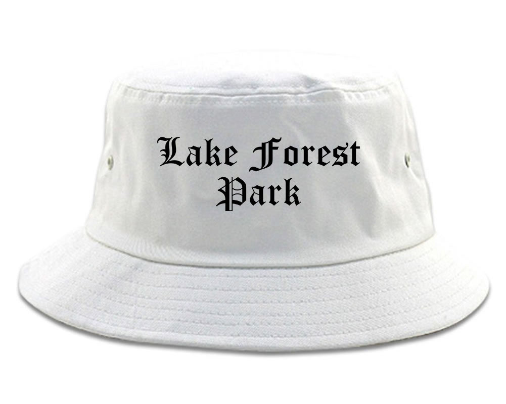 Lake Forest Park Washington WA Old English Mens Bucket Hat White