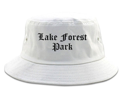 Lake Forest Park Washington WA Old English Mens Bucket Hat White