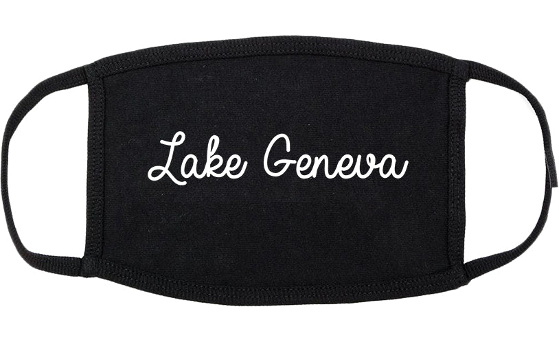 Lake Geneva Wisconsin WI Script Cotton Face Mask Black