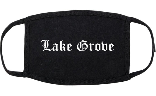 Lake Grove New York NY Old English Cotton Face Mask Black