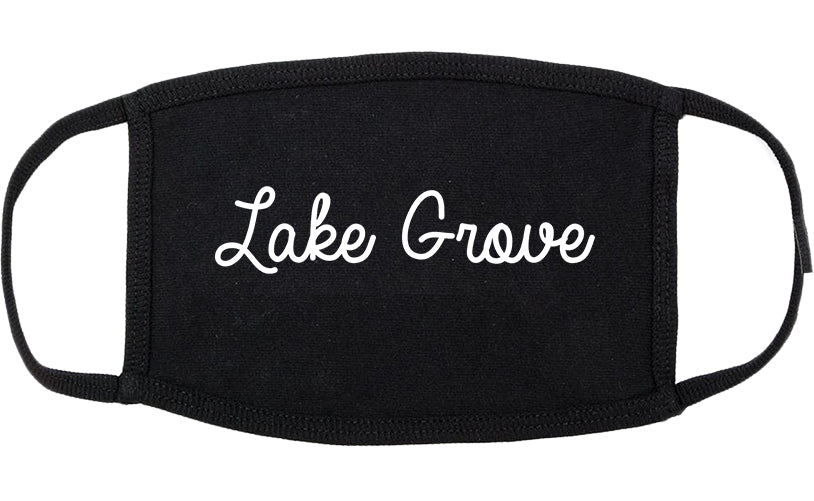 Lake Grove New York NY Script Cotton Face Mask Black