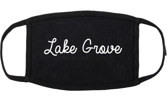 Lake Grove New York NY Script Cotton Face Mask Black