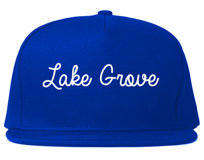 Lake Grove New York NY Script Mens Snapback Hat Royal Blue