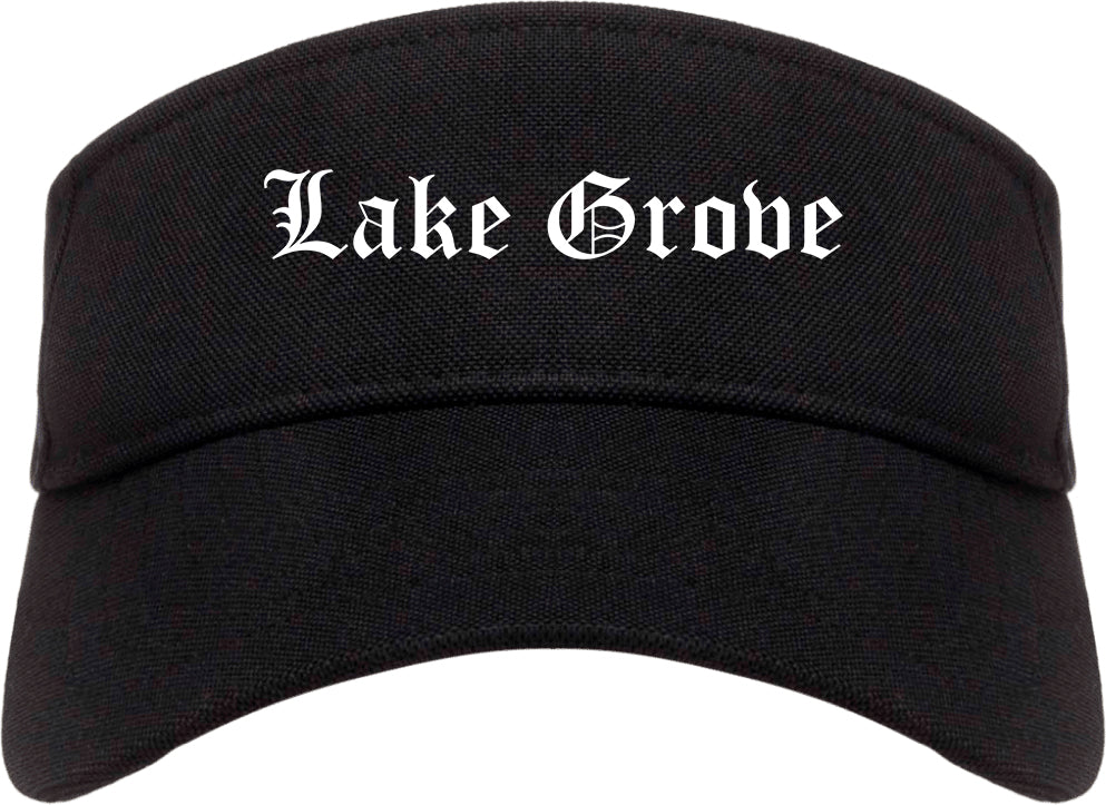 Lake Grove New York NY Old English Mens Visor Cap Hat Black