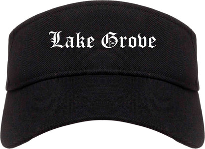 Lake Grove New York NY Old English Mens Visor Cap Hat Black