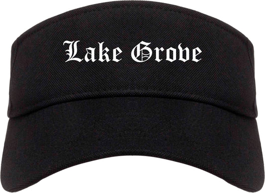Lake Grove New York NY Old English Mens Visor Cap Hat Black