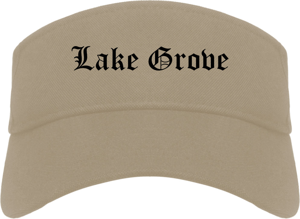 Lake Grove New York NY Old English Mens Visor Cap Hat Khaki