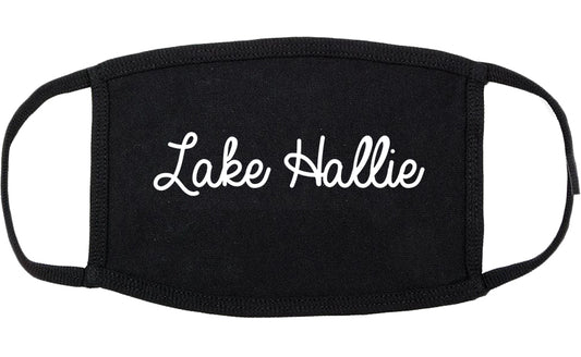 Lake Hallie Wisconsin WI Script Cotton Face Mask Black