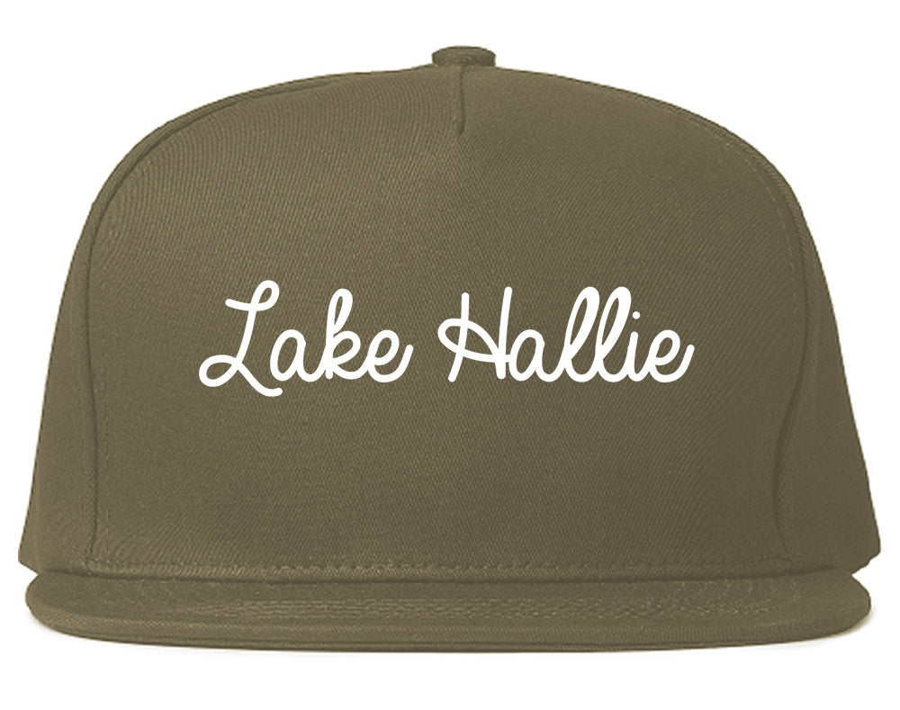 Lake Hallie Wisconsin WI Script Mens Snapback Hat Grey