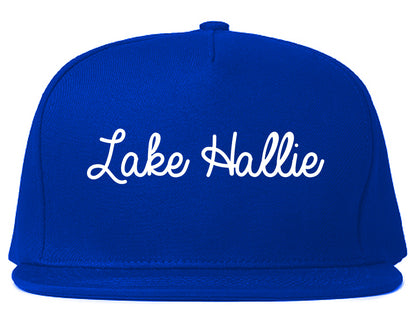 Lake Hallie Wisconsin WI Script Mens Snapback Hat Royal Blue