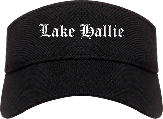 Lake Hallie Wisconsin WI Old English Mens Visor Cap Hat Black