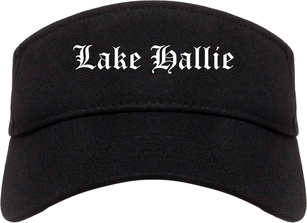 Lake Hallie Wisconsin WI Old English Mens Visor Cap Hat Black