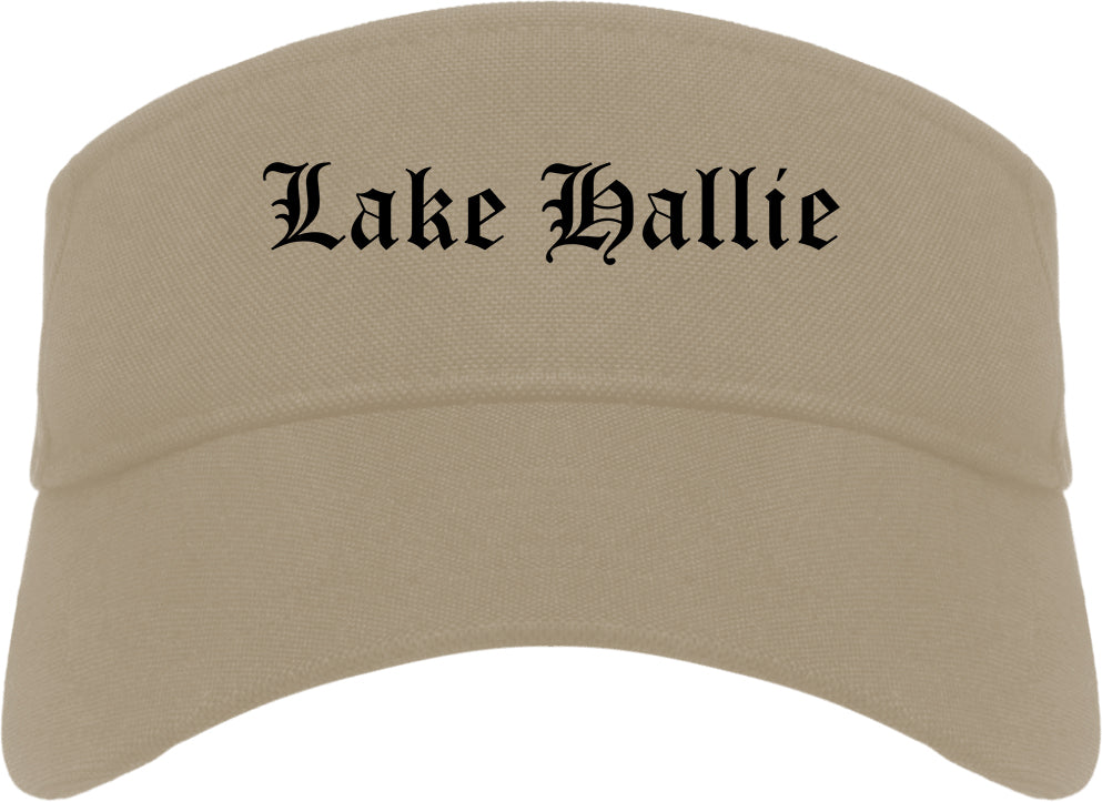 Lake Hallie Wisconsin WI Old English Mens Visor Cap Hat Khaki