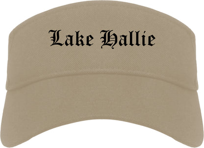Lake Hallie Wisconsin WI Old English Mens Visor Cap Hat Khaki