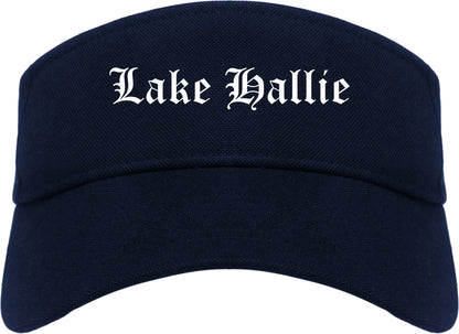 Lake Hallie Wisconsin WI Old English Mens Visor Cap Hat Navy Blue