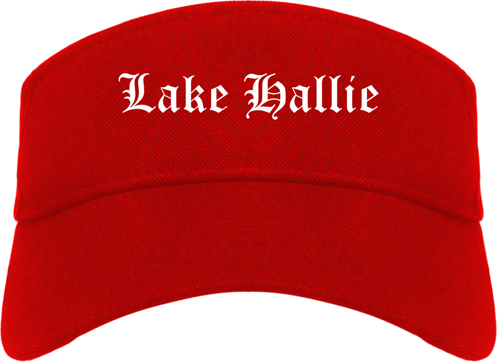 Lake Hallie Wisconsin WI Old English Mens Visor Cap Hat Red