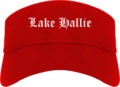 Lake Hallie Wisconsin WI Old English Mens Visor Cap Hat Red