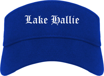 Lake Hallie Wisconsin WI Old English Mens Visor Cap Hat Royal Blue