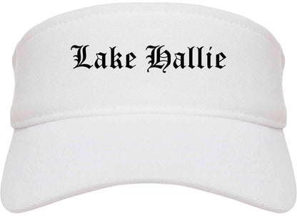Lake Hallie Wisconsin WI Old English Mens Visor Cap Hat White