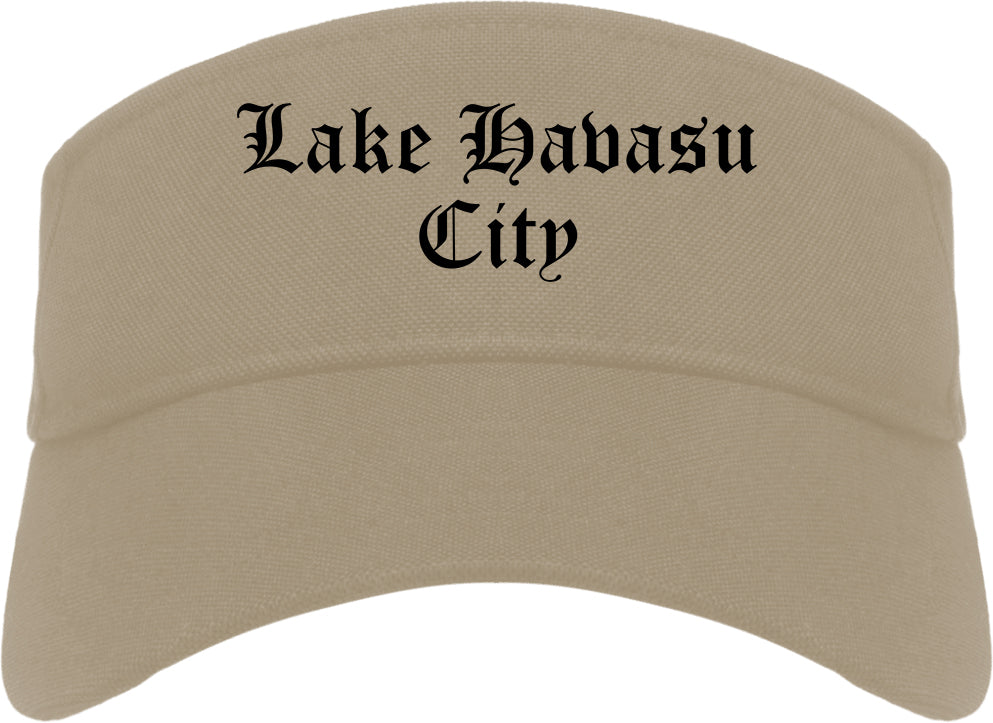 Lake Havasu City Arizona AZ Old English Mens Visor Cap Hat Khaki