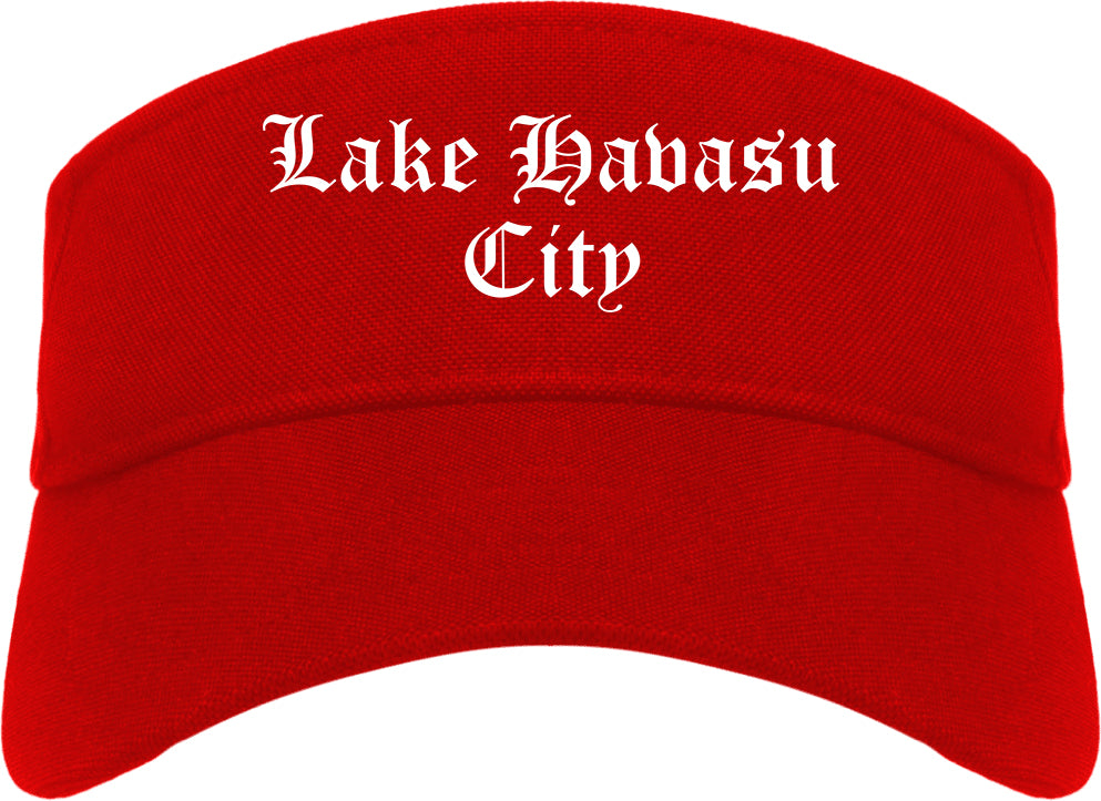 Lake Havasu City Arizona AZ Old English Mens Visor Cap Hat Red