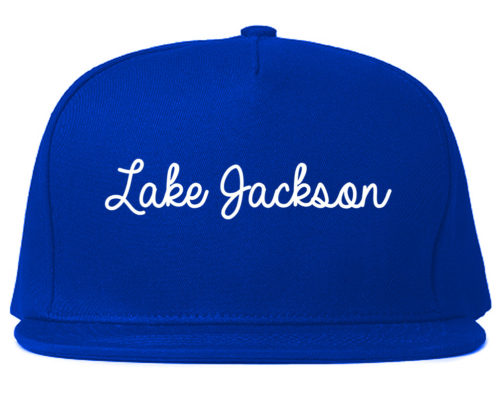 Lake Jackson Texas TX Script Mens Snapback Hat Royal Blue