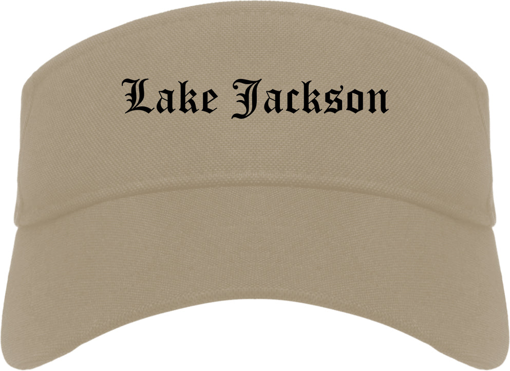 Lake Jackson Texas TX Old English Mens Visor Cap Hat Khaki